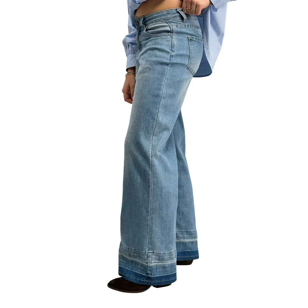 Bassini, Jeans Palazzo, Donna, Tessuto Misto, Blu