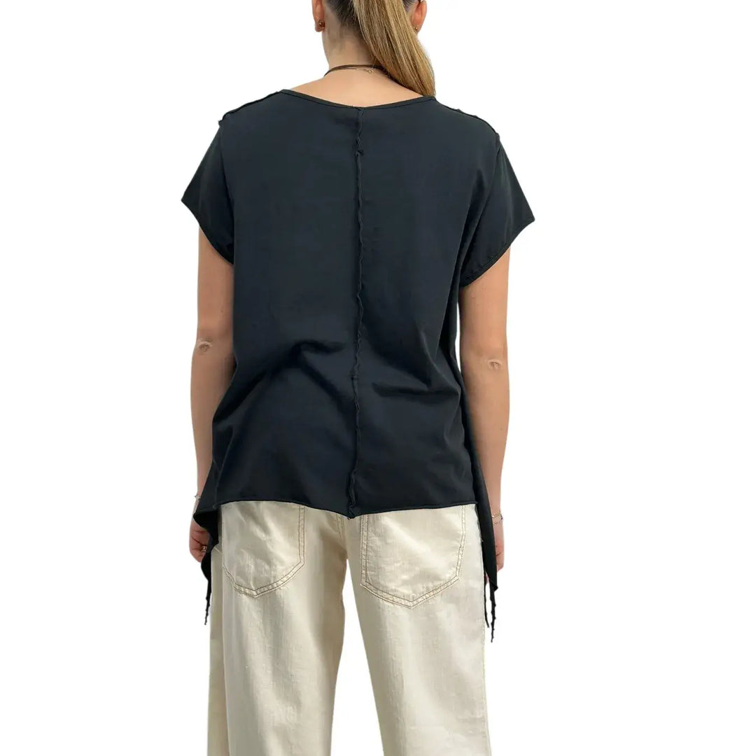 Bassini, T-Shirt Over, Donna, Cotone, Nero