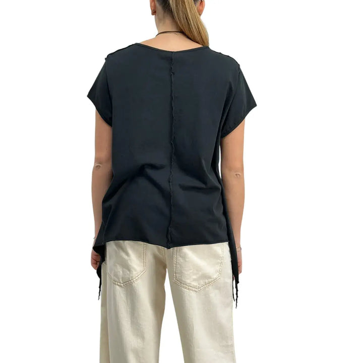 Bassini, T-Shirt Over, Donna, Cotone, Nero