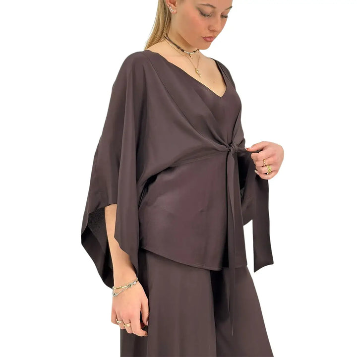 Ottod'Ame, Top, Donna, Tessuto Misto, Marrone