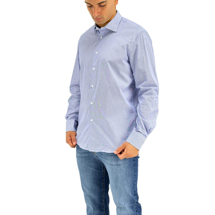 BL.11, Camicia a righe, Uomo, Cotone, Blu