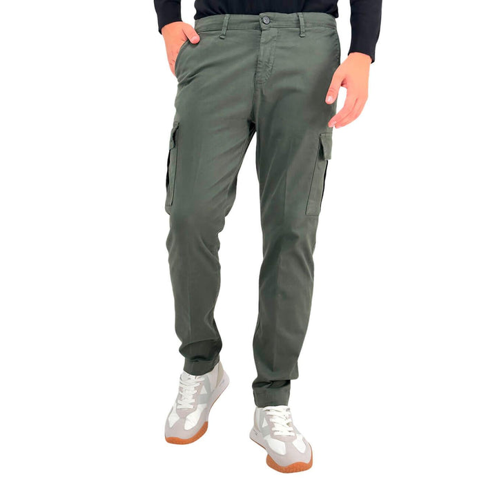 Moro Pantaloni Uomo, Cargo, Tasche Laterali, Cotone, Verde