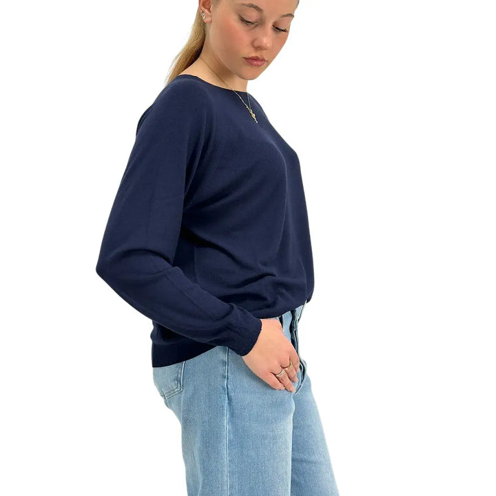 Kontatto, Maglia, Donna, Girocollo, Maniche Lunghe, Blu