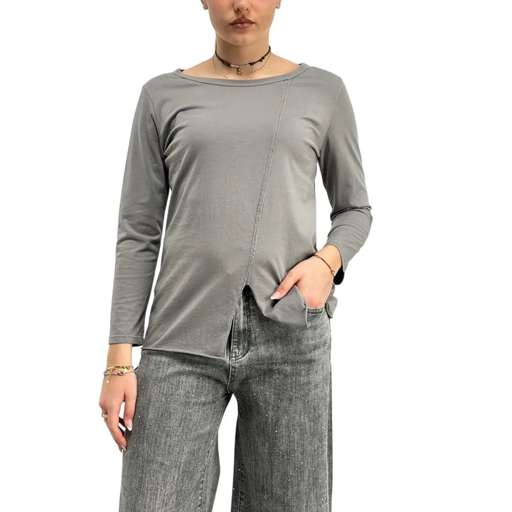 Bassini, T-shirt, Donna, Cotone, Grigio