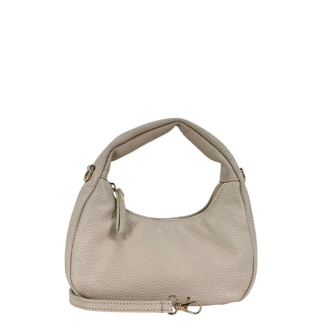 Bassini Borsa Donna Piccola in Pelle Burro Mini Sacca a Mano con Tracolla Rimovibile