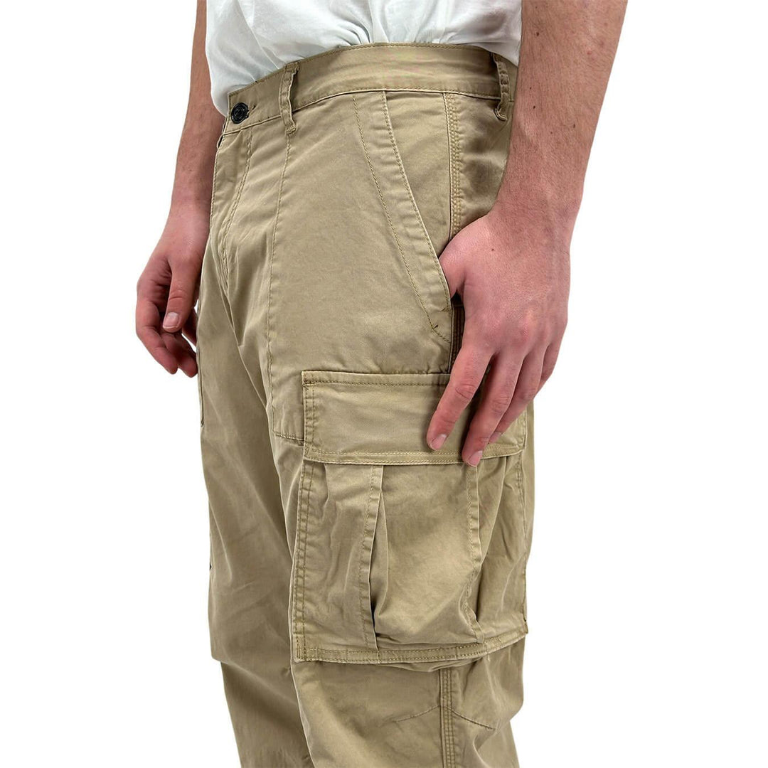 Rytual Pantaloni Uomo, Cargo, Tasche Laterali, Cotone, Beige