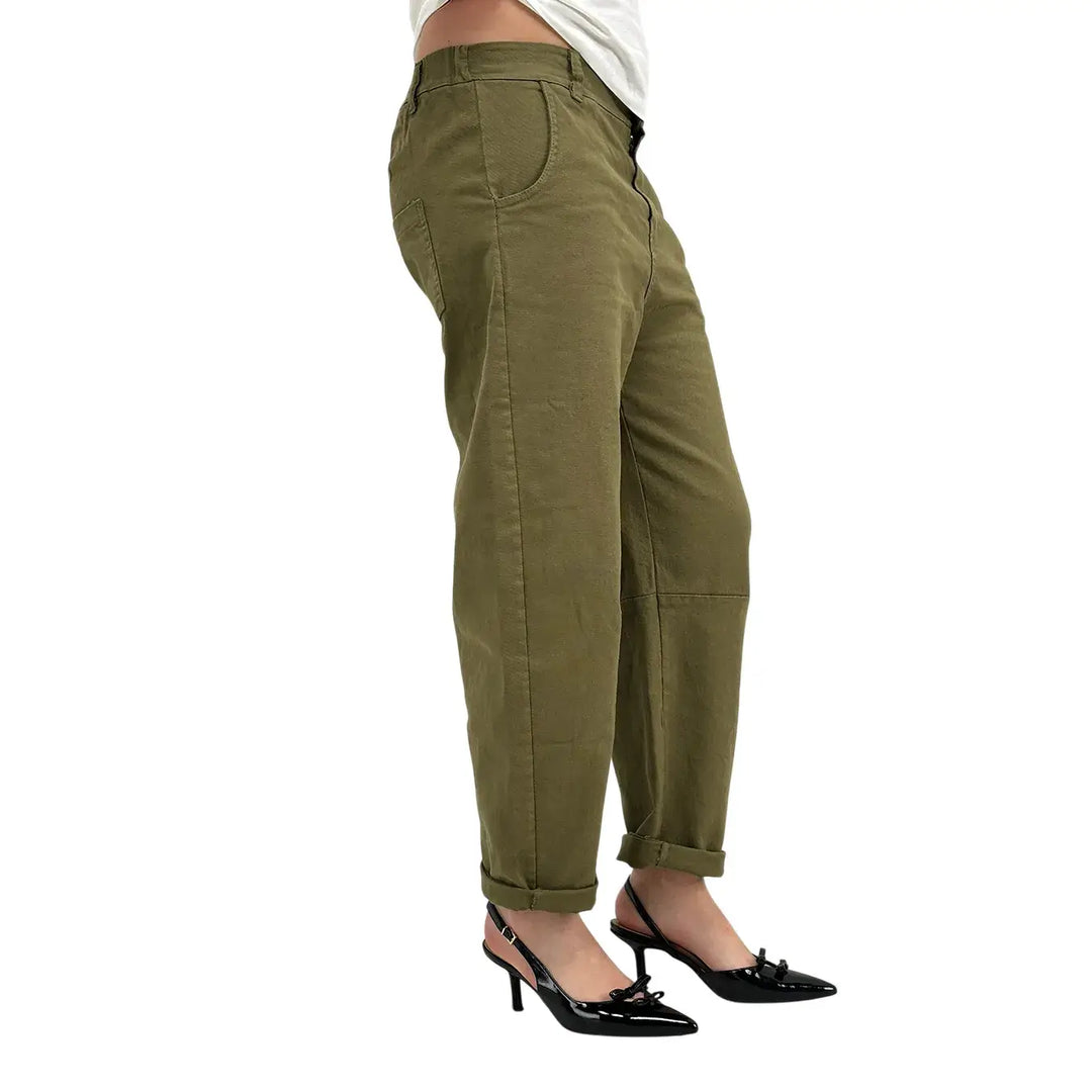 Kontatto, Pantaloni, Donna, Barrel, Cotone, Militare