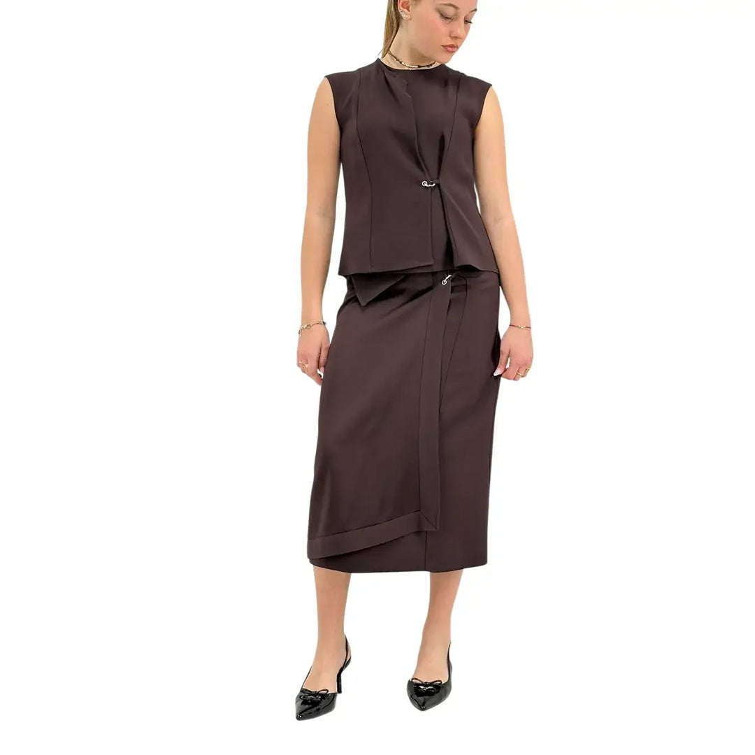Ottod'Ame, Top, Donna, Dettaglio Metallo, Marrone