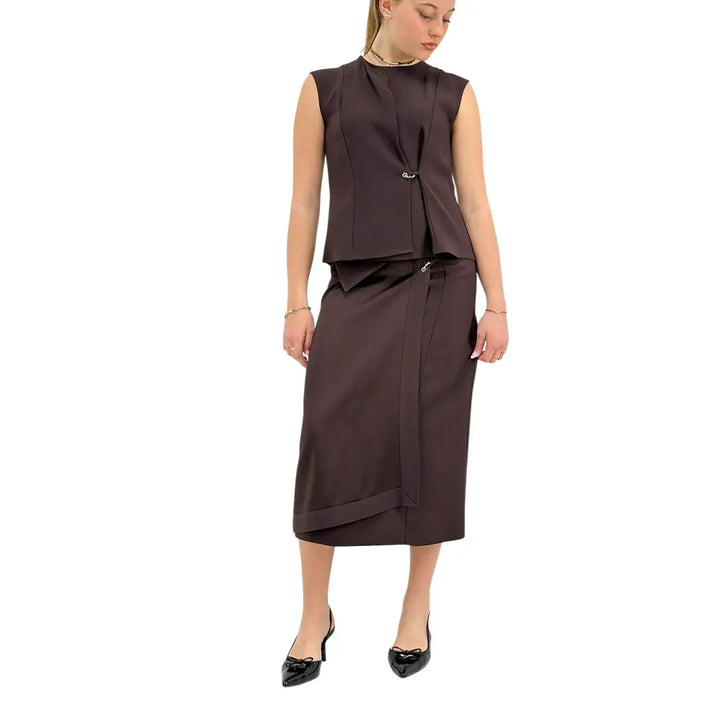 Ottod'Ame, Top, Donna, Dettaglio Metallo, Marrone