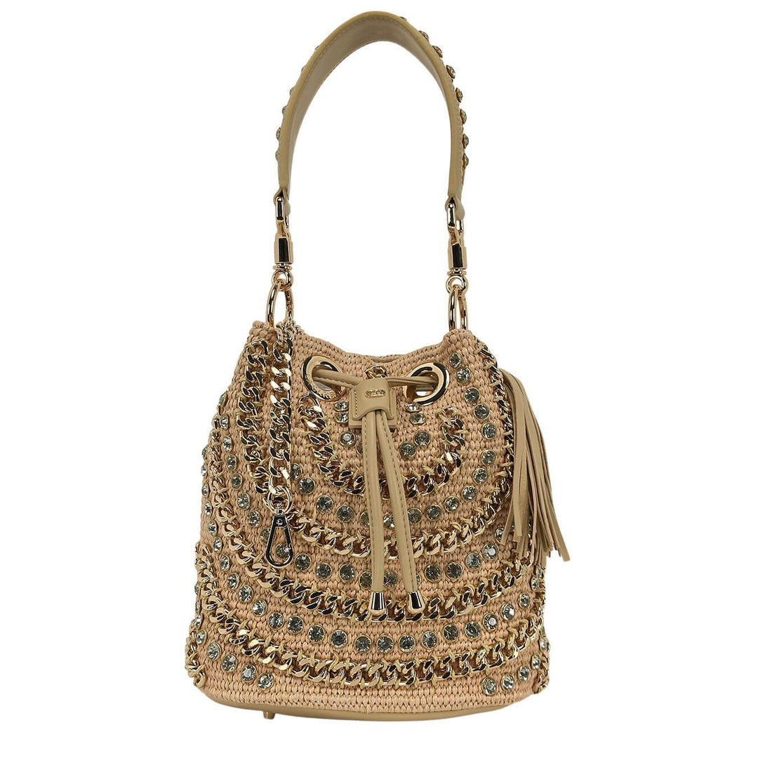 La Carrie Andromeda Borsa Donna, Secchiello, Ecopelle, Catene, Beige