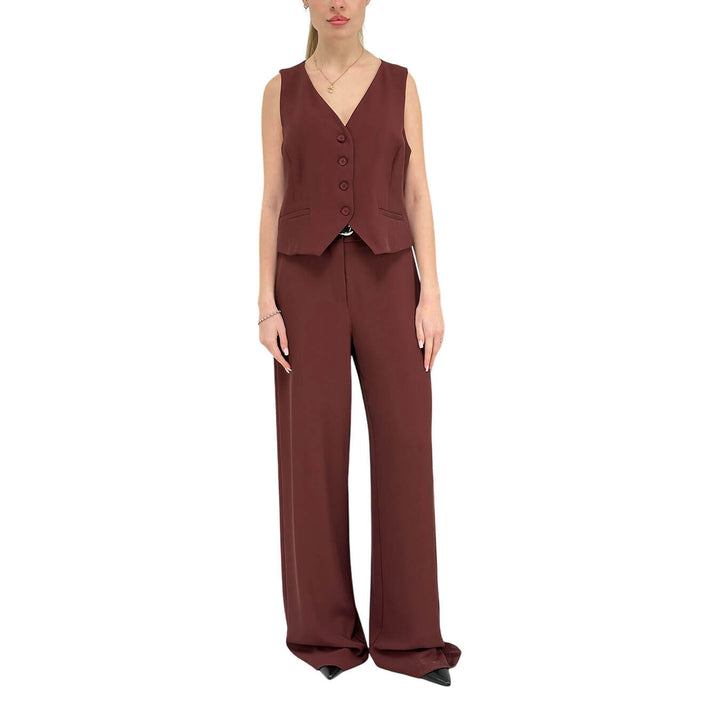 Tensione In Gilet Donna, Classico, Tessuto Misto, Rosso