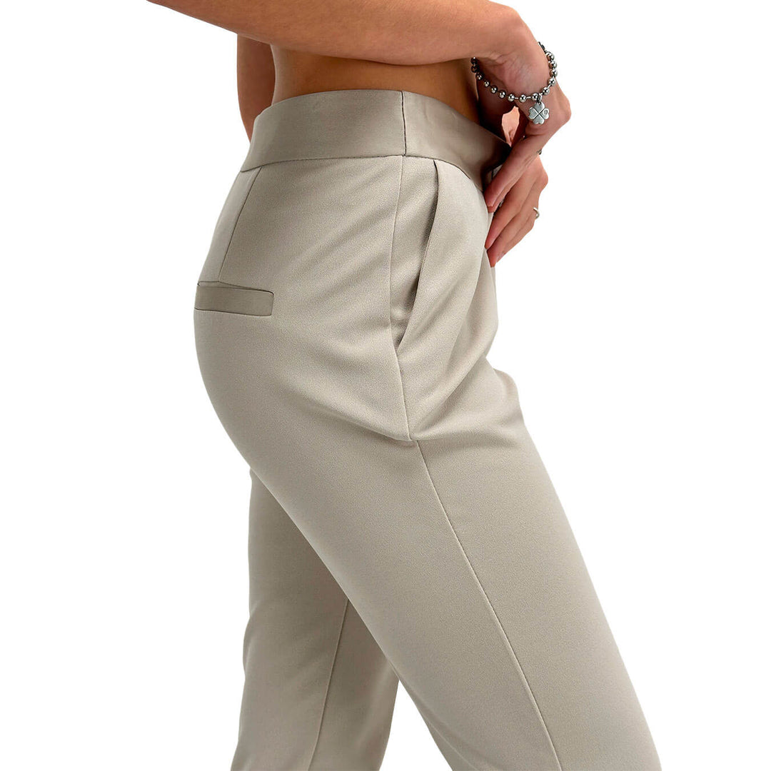 Imperial Pantaloni Donna, Modello alla Caviglia, Fascia Raso, Beige