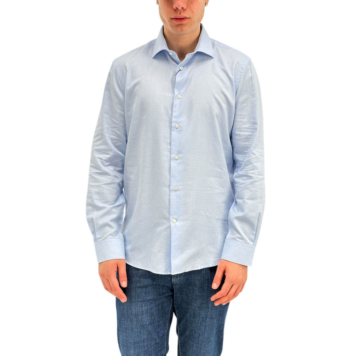 MarKup Camicia Uomo, Basic, Colletto Classico, Cotone, Celeste