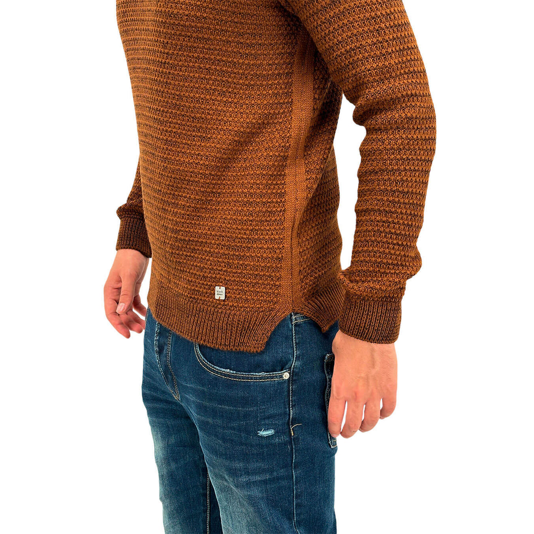 BL.11 Block Eleven Men's Sweater, Crewneck, Knitted, Acrylic, Brown