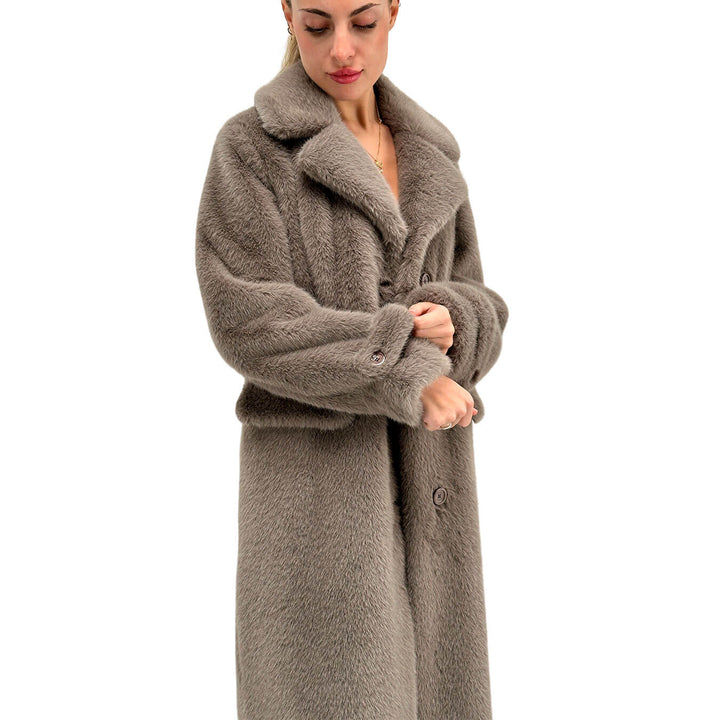 Herno Cappotto Faux Mink Fur Donna, Pelliccia Sintetica, Marrone