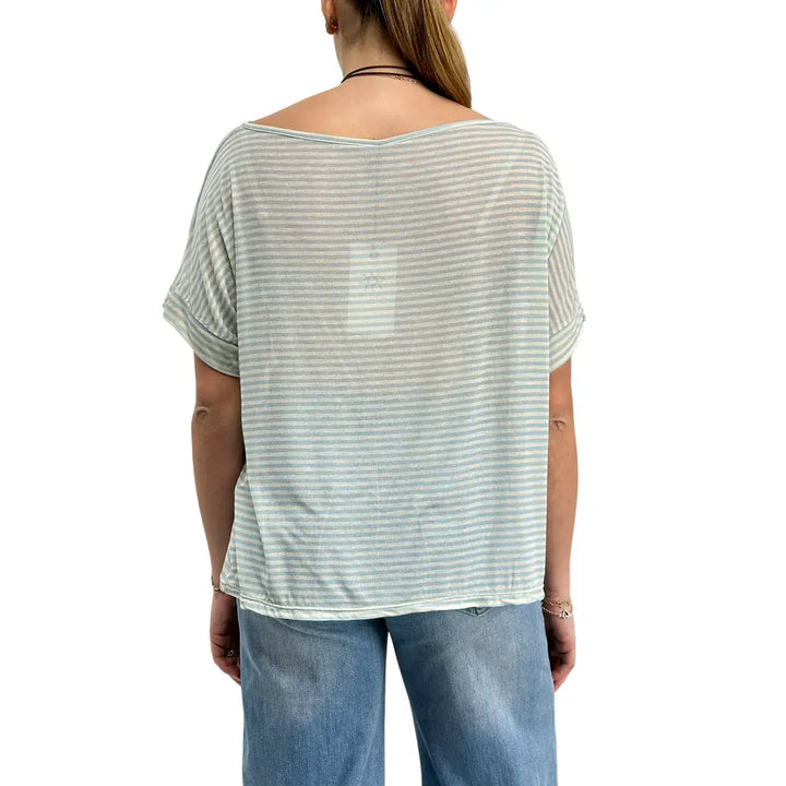 Bassini, Maglia a Righe, Donna, Beige e Smeraldo