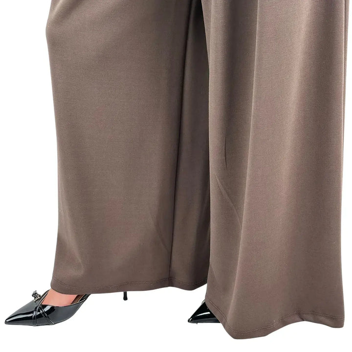 Bassini Pantaloni Donna Cioccolato in Felpa Palazzo Over con Pince ed Elastico in Vita