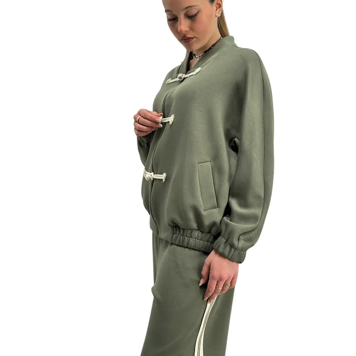 Kontatto, Bomber con Alamari, Donna, Verde