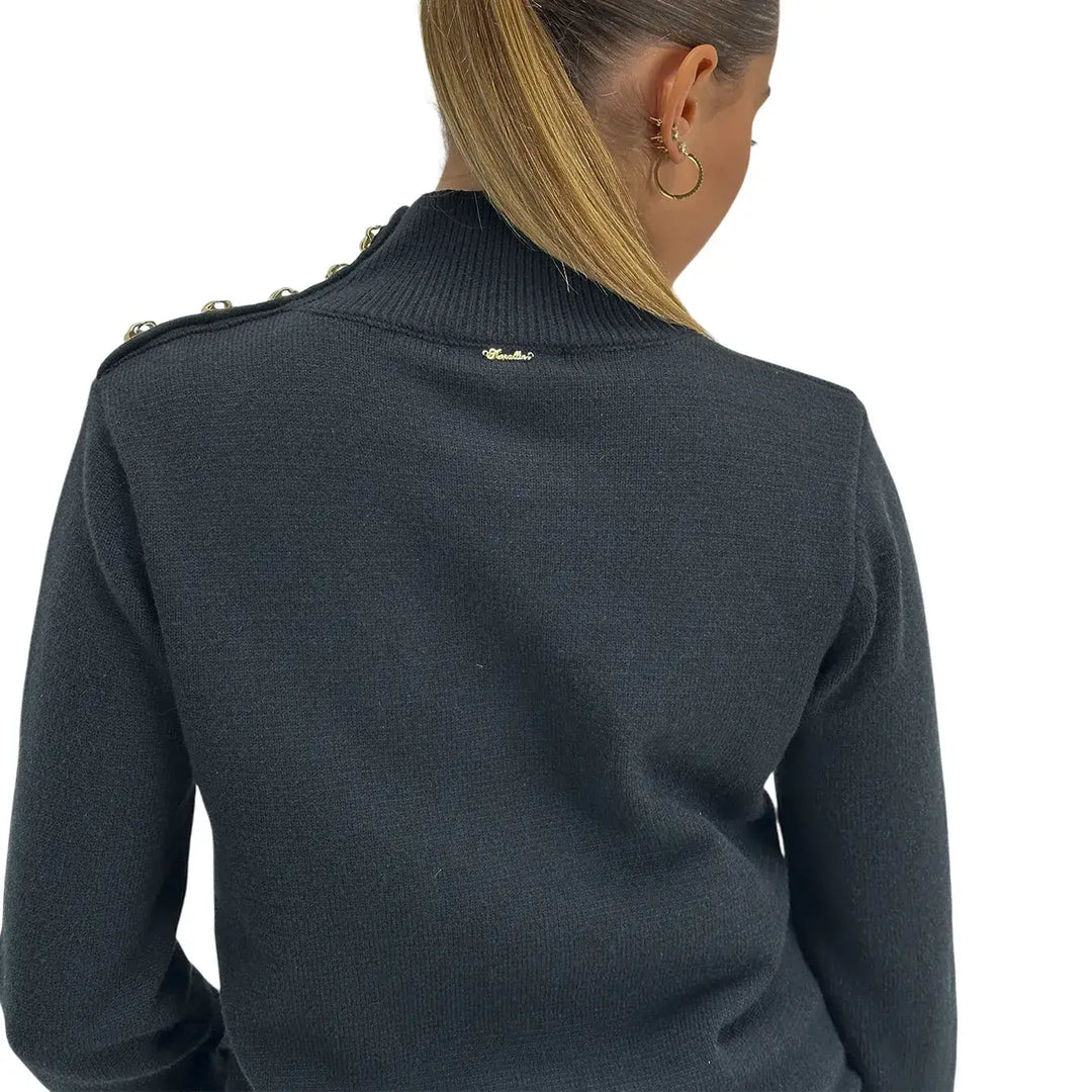 Koralline, Maglia Lupetto, Donna, Tessuto Misto, Nero