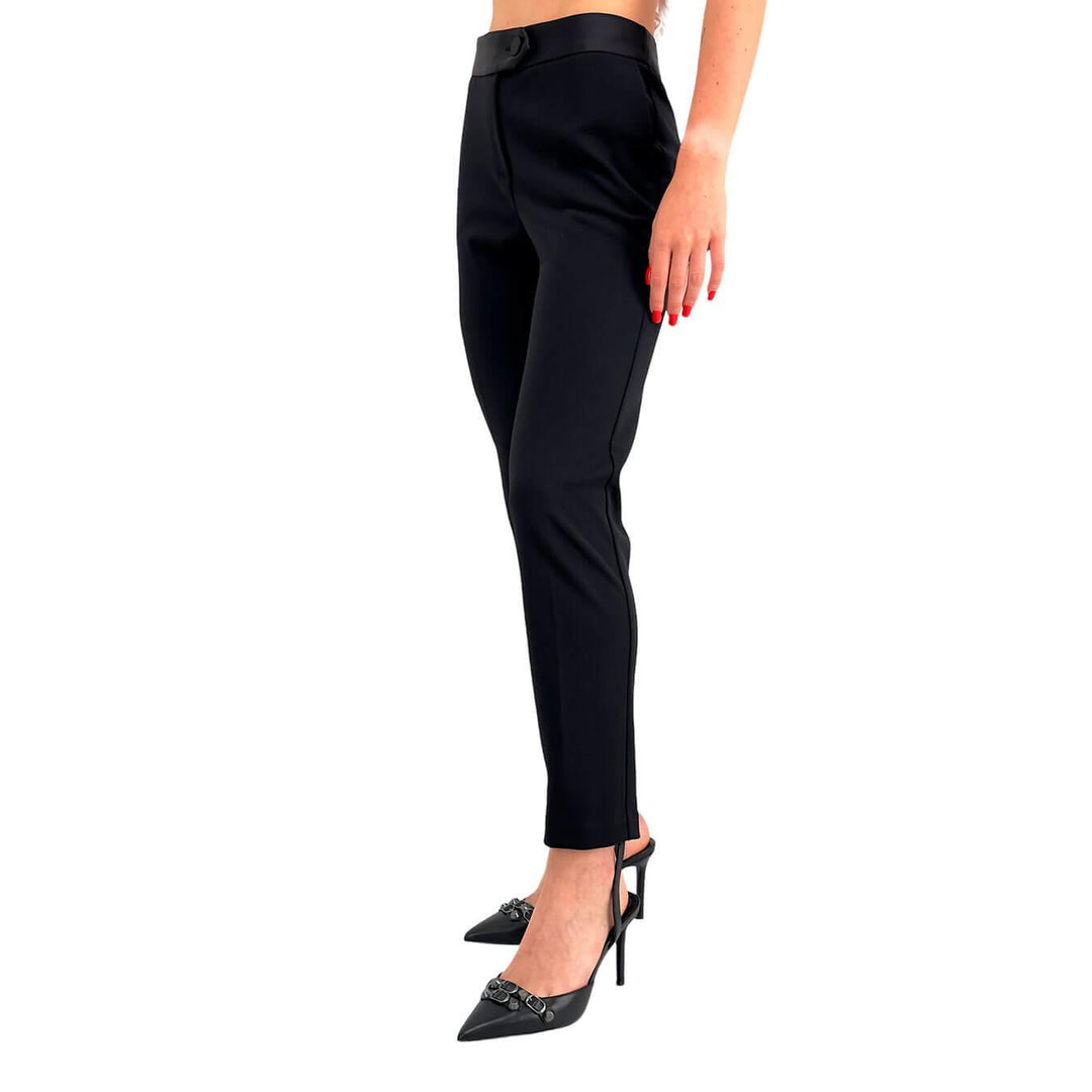 Imperial Women's Trousers, Ankle Length, Satin Band, Black