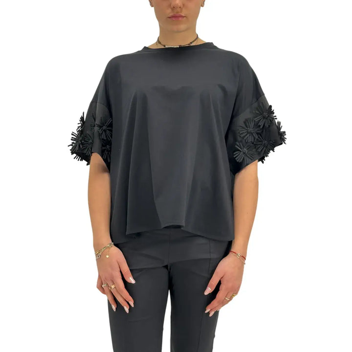 Meimeij, T-Shirt, Donna, Cotone, Nero