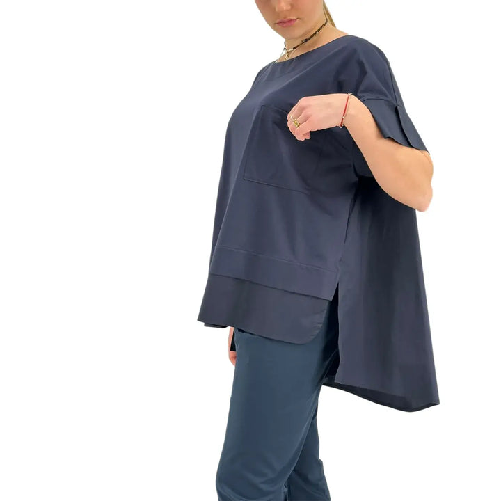 Meimeij, T-Shirt, Donna, Girocollo, Cotone, Blu