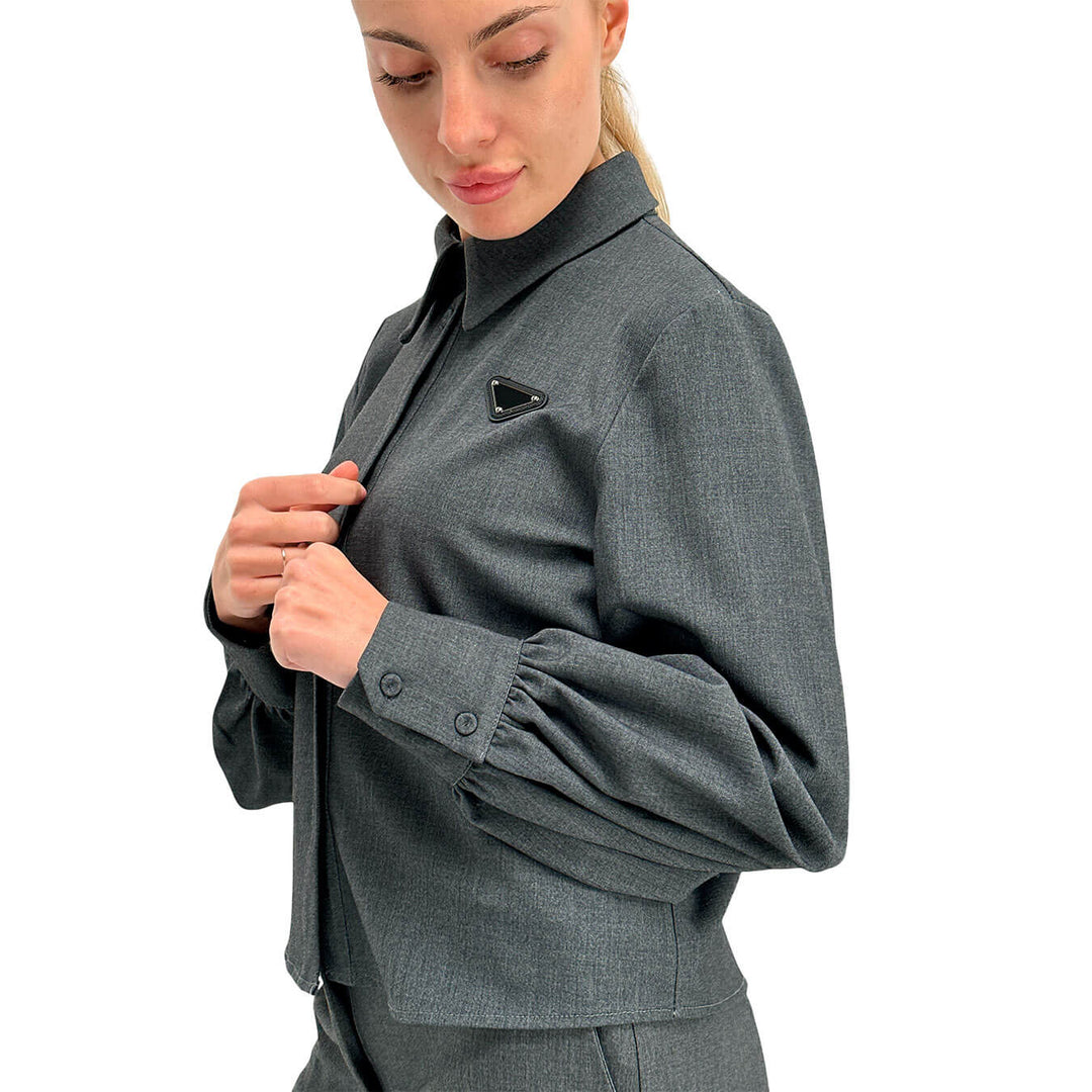 Tensione In Camicia Donna, Modello Classico, Tessuto Misto, Grigio