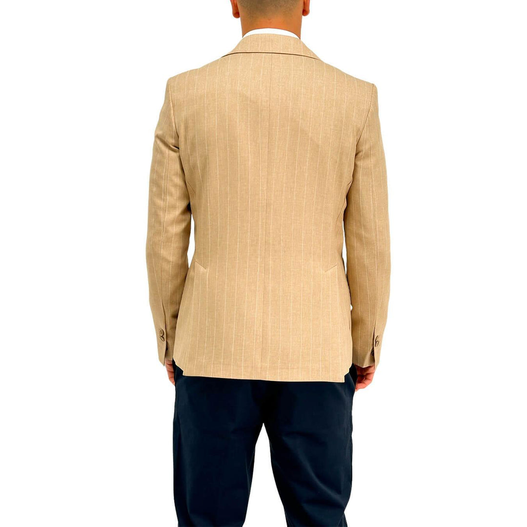 Edd Giacca Cerigotto Uomo, Doppio Petto, Tessuto Gessato, Beige - BassiniBoutique.it