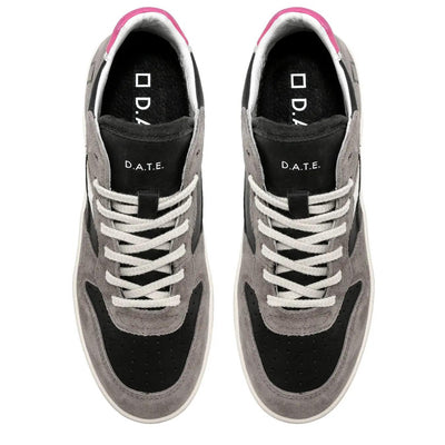 D.A.T.E. Scarpe Sneaker Court Donna, Basse, Nabuk, Nero, Laminato, soletta rimovibile, made in italia, bassiniboutique