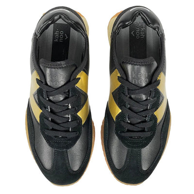 ken hoo Sneakers Pelle, W9510, Logo Oro, 996 Nero, Bassiniboutique.it,&#x20;