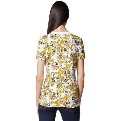 Versace t Shirt mc, 74hah608.js160, Jersey str Print Logo Couture, g03 Bianco Oro, Bassiniboutique.it, 2023 p/e